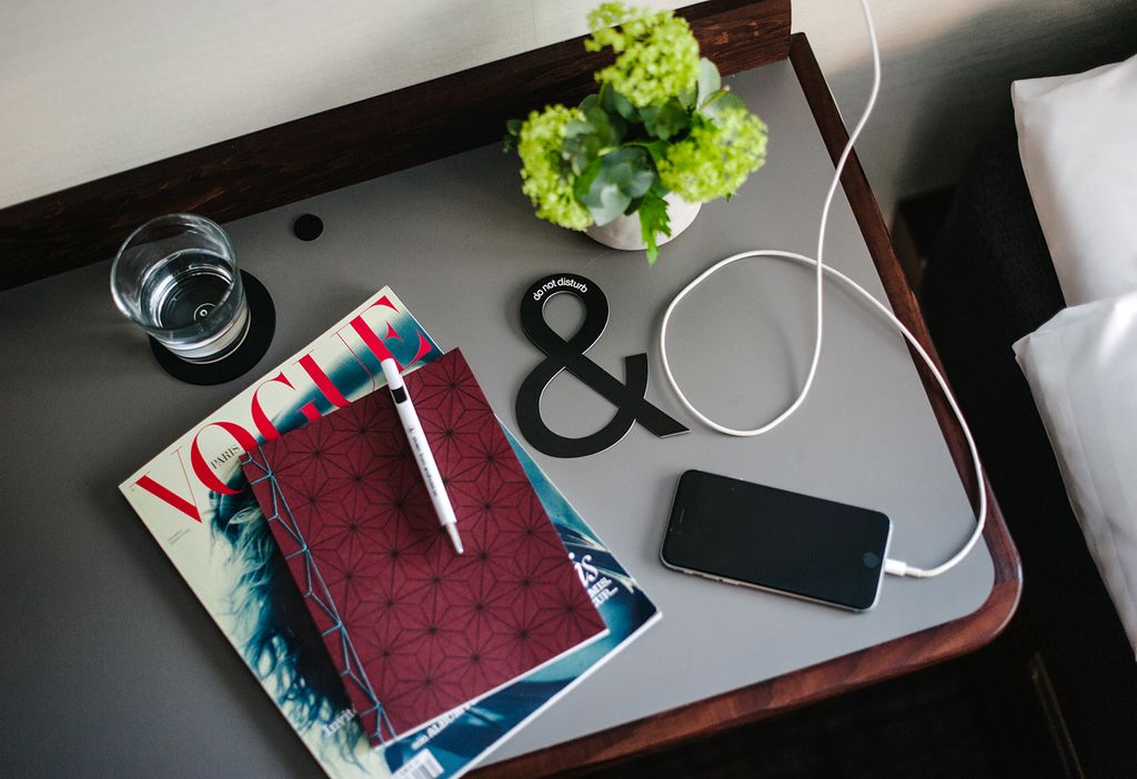 desk in hotel room